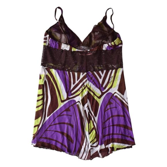 Y2K Victoria's Secret Purple Abstract Micro Mesh Lingerie Camisole Mini Dress - Picture 4 of 6